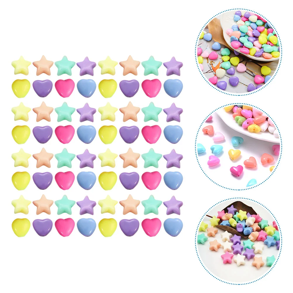 

200pcs Star and Heart Shaped Charms Spacer Beads Making Accessories