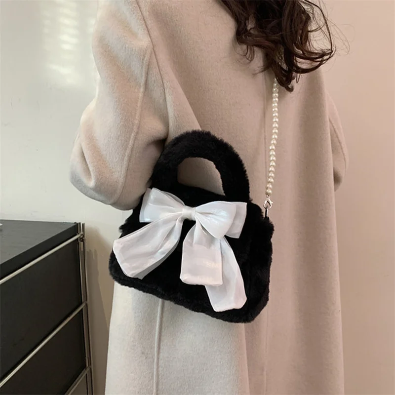 Женская Сумка Через Плечо Милая Многоцветная Плюшевая С Бантом