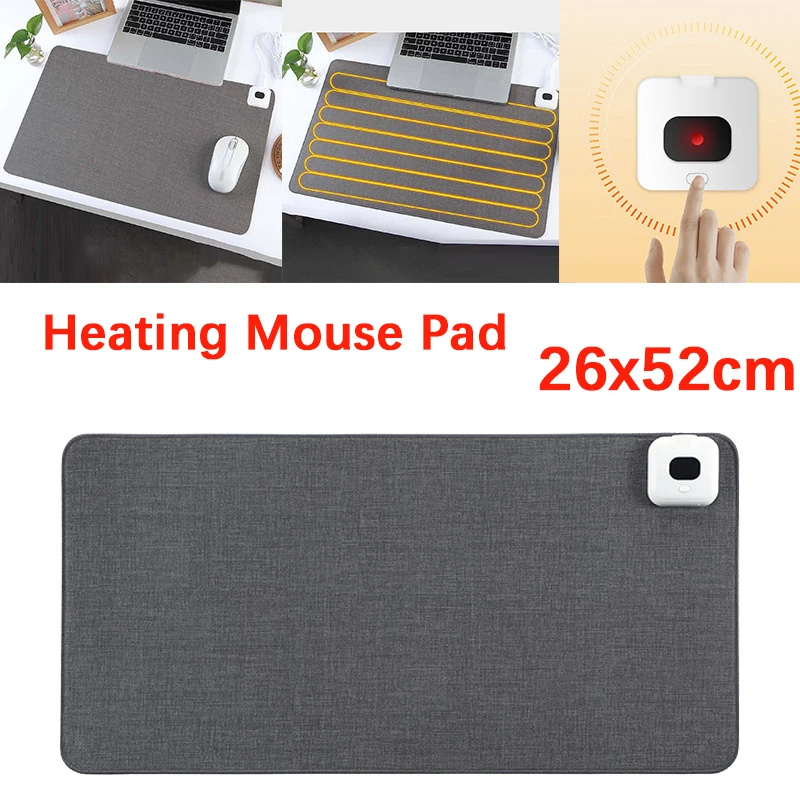

26x52cm Electric Heat Mouse Pad Table Mat Temperature Display Heating Mouse Pad Keep Warm Hand for Office Computer Desk Keyboard