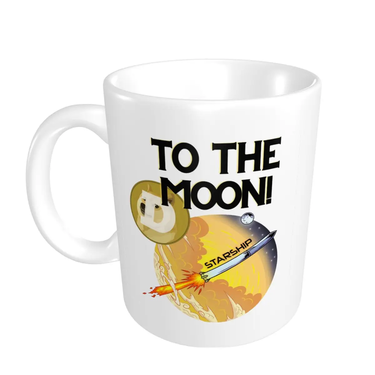 

Promo Graphic Starship And Dogecoin To The Moon Mugs Geek R376 CUPS Print multi-function cups