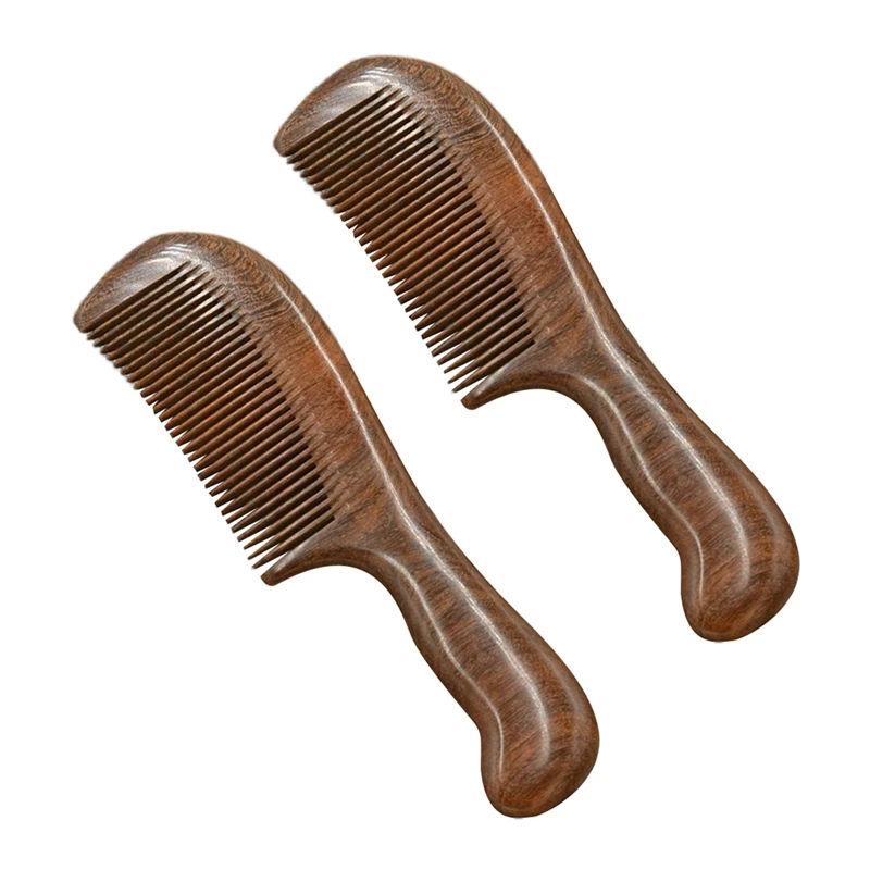 

AD-2X Sandalwood Wide Tooth Comb Curly Hair Portable Coarse Tooth Wooden Comb Hair Massage Tool Fine