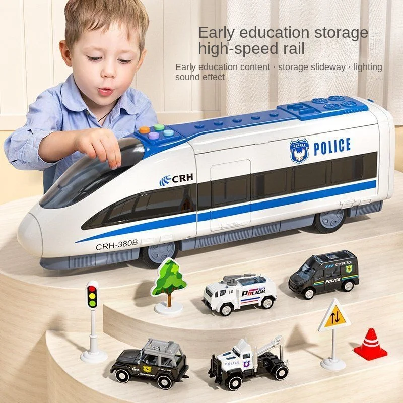 

2022 New Children's Train Toys Large-scale Receivable Track Early Teaching Fun Car Model Inertial Light Music For Kids Gift