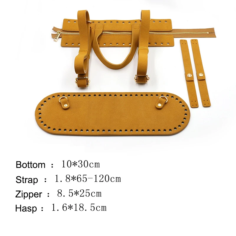 Deepeel 1 Set Women Handmade Bag Bottom Shoulder Strap Zipper Hasp PU Leather DIY Sewing Weave Crochet  Diy Accessories