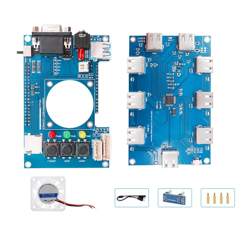 

For Mister FPGA IO Analog Board V6.1+USB Hub V2.1 Board+Fan Replacement Parts For Terasic DE10-Nano Mister FPGA