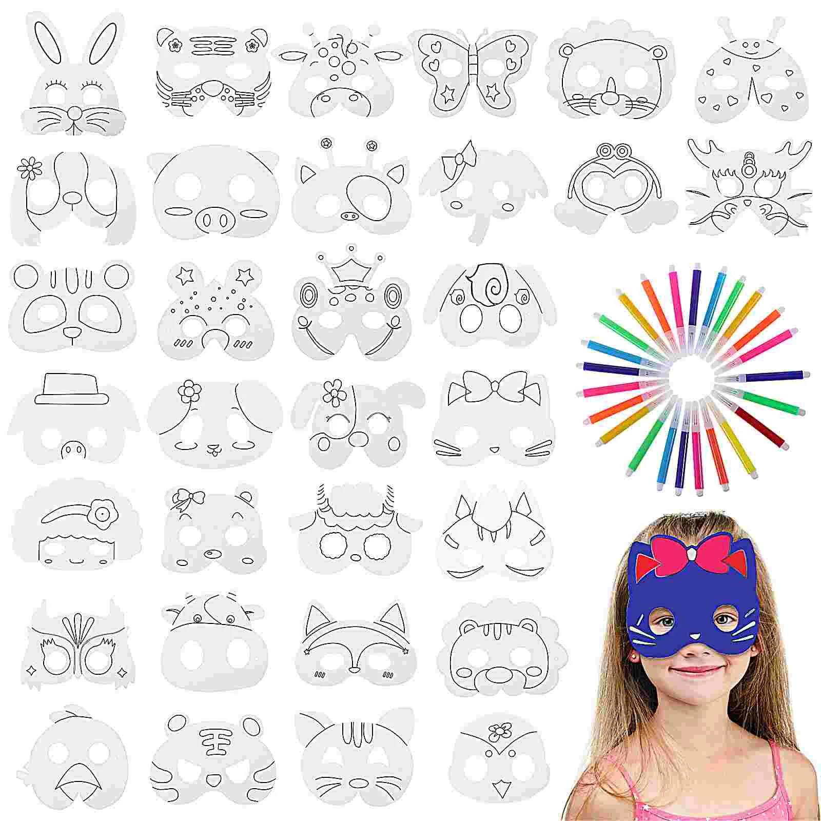 

1 Set Blank Masks DIY Craft Mask Animal Masks Coloring Masks for Party Masquerade Cosplay Party