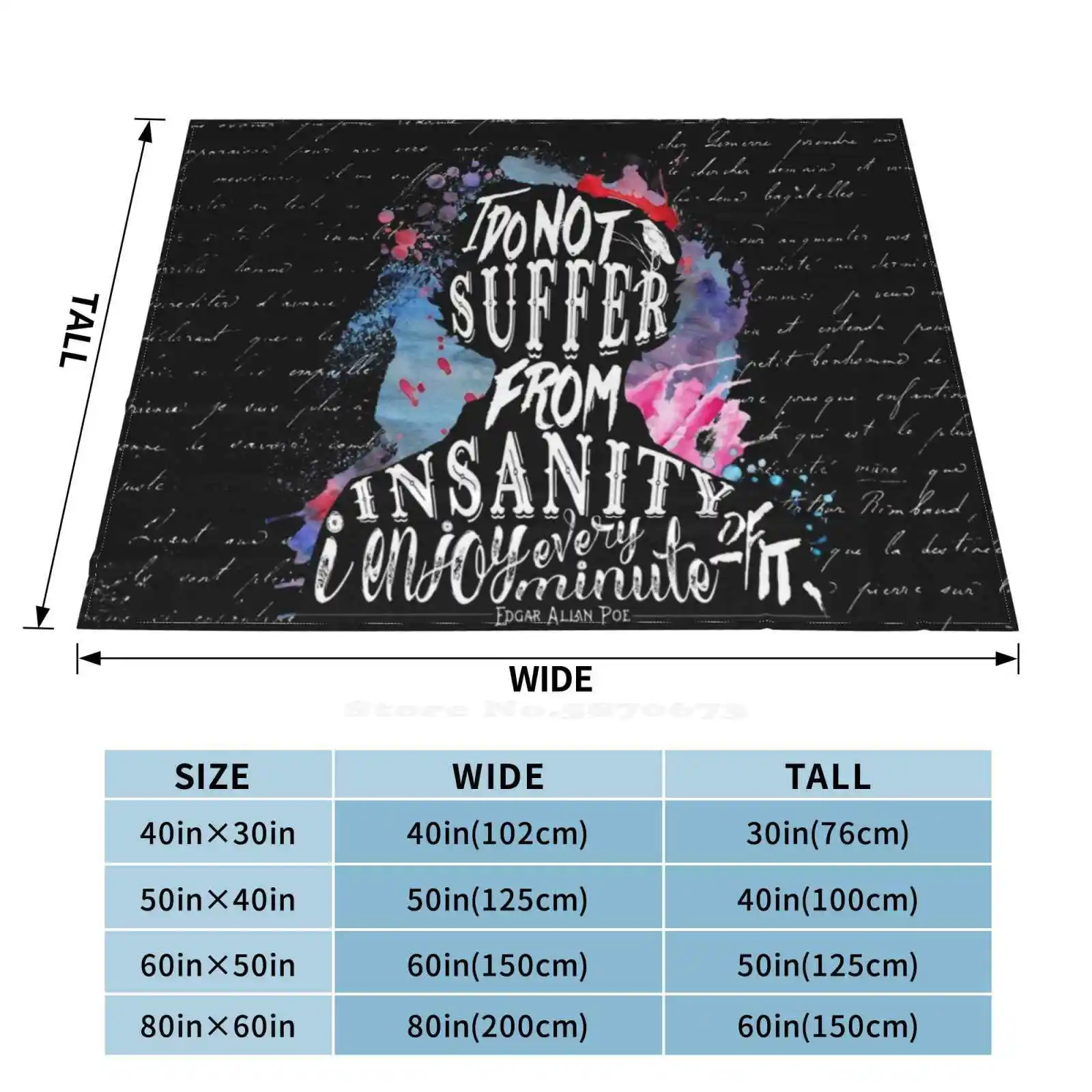 E.A.Poe - Soft Warm Throw Blanket Edgar Allan Poe Reading Book Quote Classics Reader Bookworm Booknerd