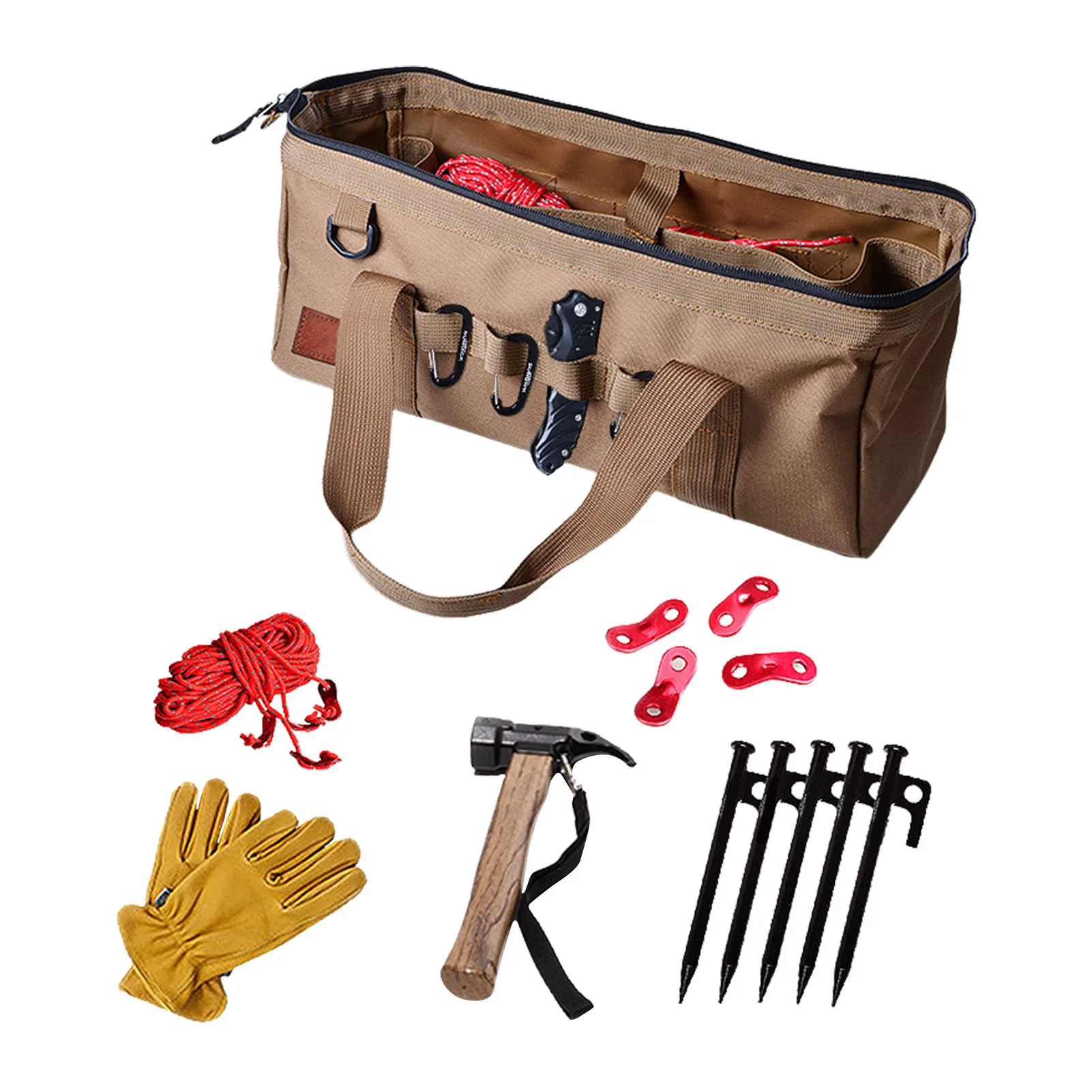 

Large Tent Nail Bag Waterproof Tent Storage Bag Zippered Sports Equipment Bag Heavy Duty Oxford Polyester Case For Tent Pegs And