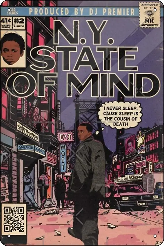 Плакат О статусе Нью-Йорка металлический жестяной знак 12X8 дюймов забавная