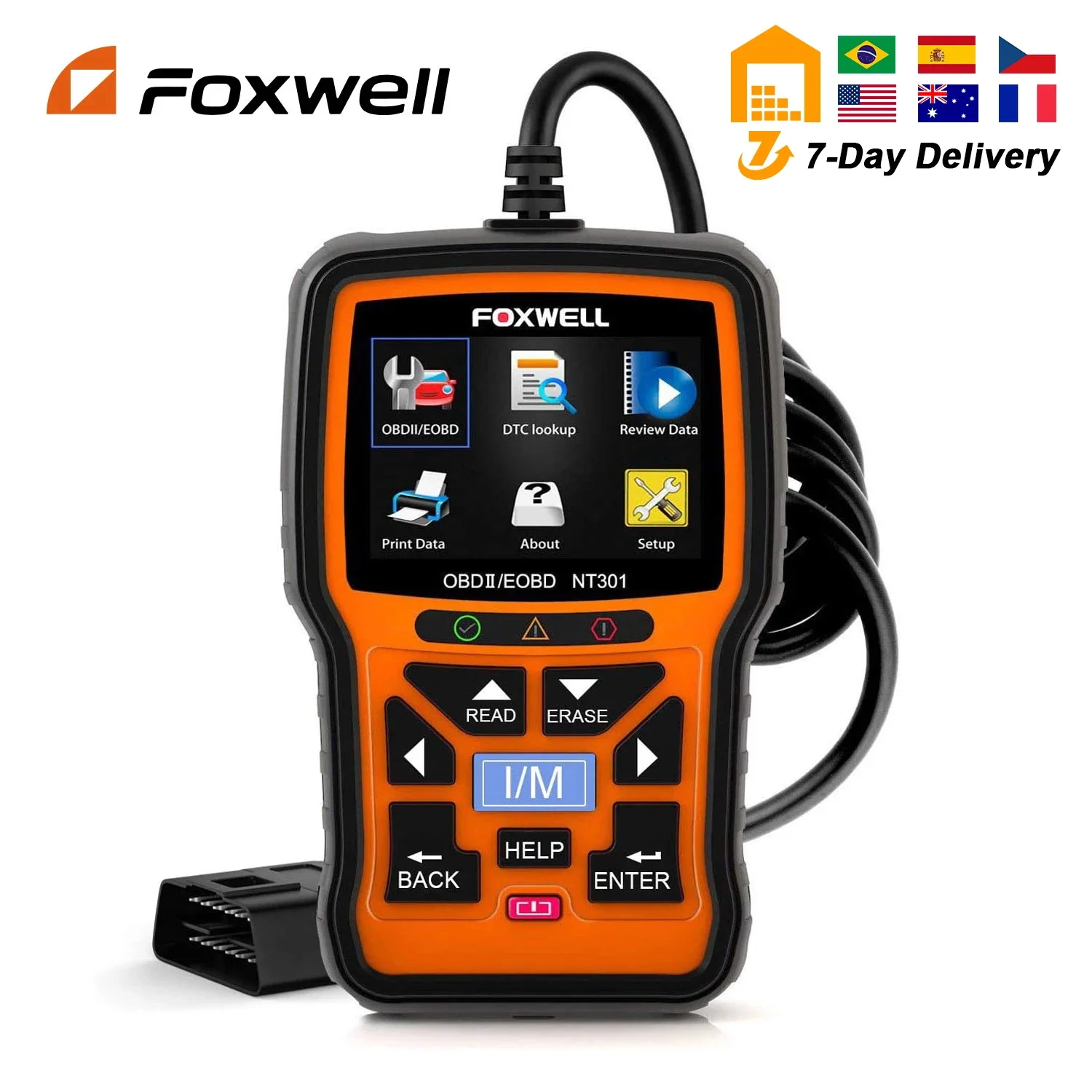 Сканер кодов FOXWELL NT301 OBD2, профессиональный диагностический прибор для диагностики двигателя, EOBD ODB2