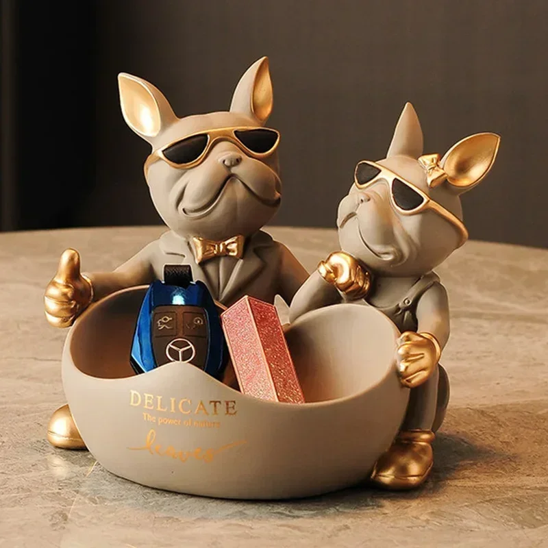 Статуя бульдога любовника с чашей ящик для хранения ключей ювелирные изделия из