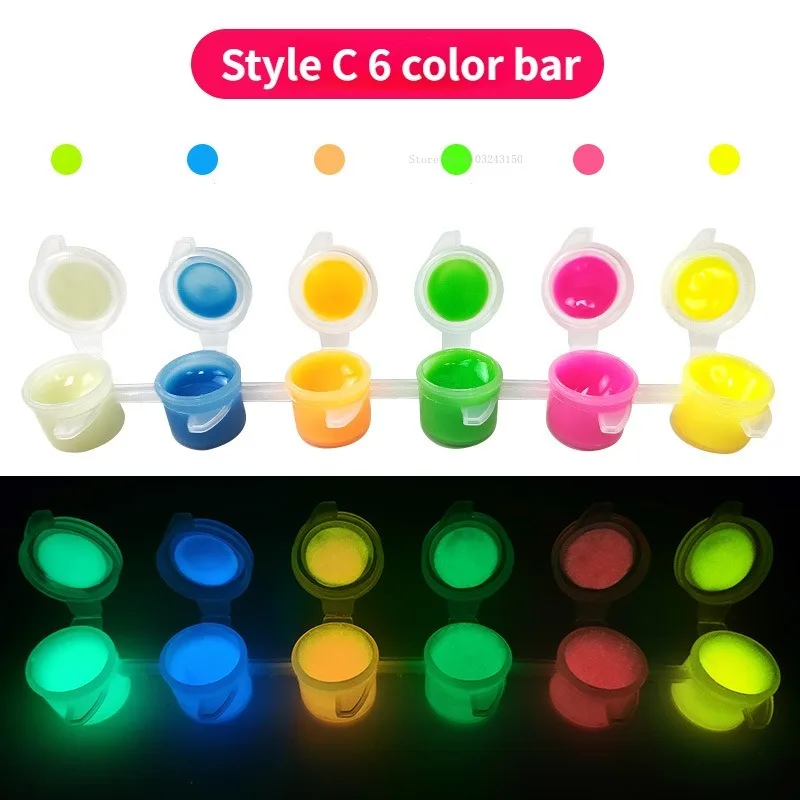 3 мл 6 полосок Ультраяркий акриловый пигмент светящаяся краска детское искусство