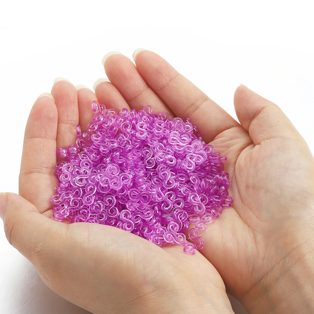 500pcs 11x6mm Rubber Bands S Clips for DIY Jewelry Making Transparent Loom Band Braid Bracelet Fefill Hook Connector Accessaries