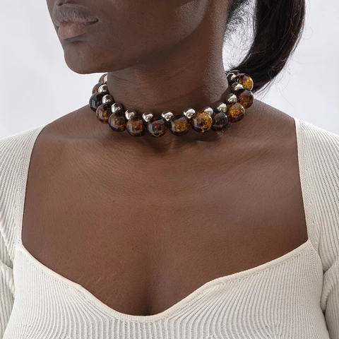 Docona ожерелье из смолы с леопардовым принтом