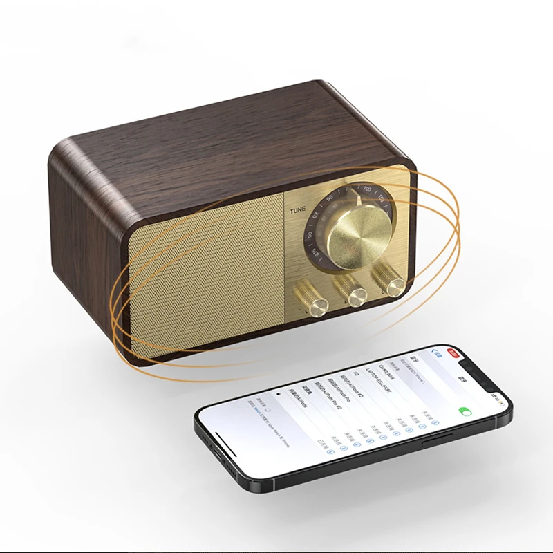 

Wooden Bluetooth Speaker Retro Classic Soundbox HIFI Stereo Surround Super Bass Subwoofer AUX FM Radio Sound System for Computer