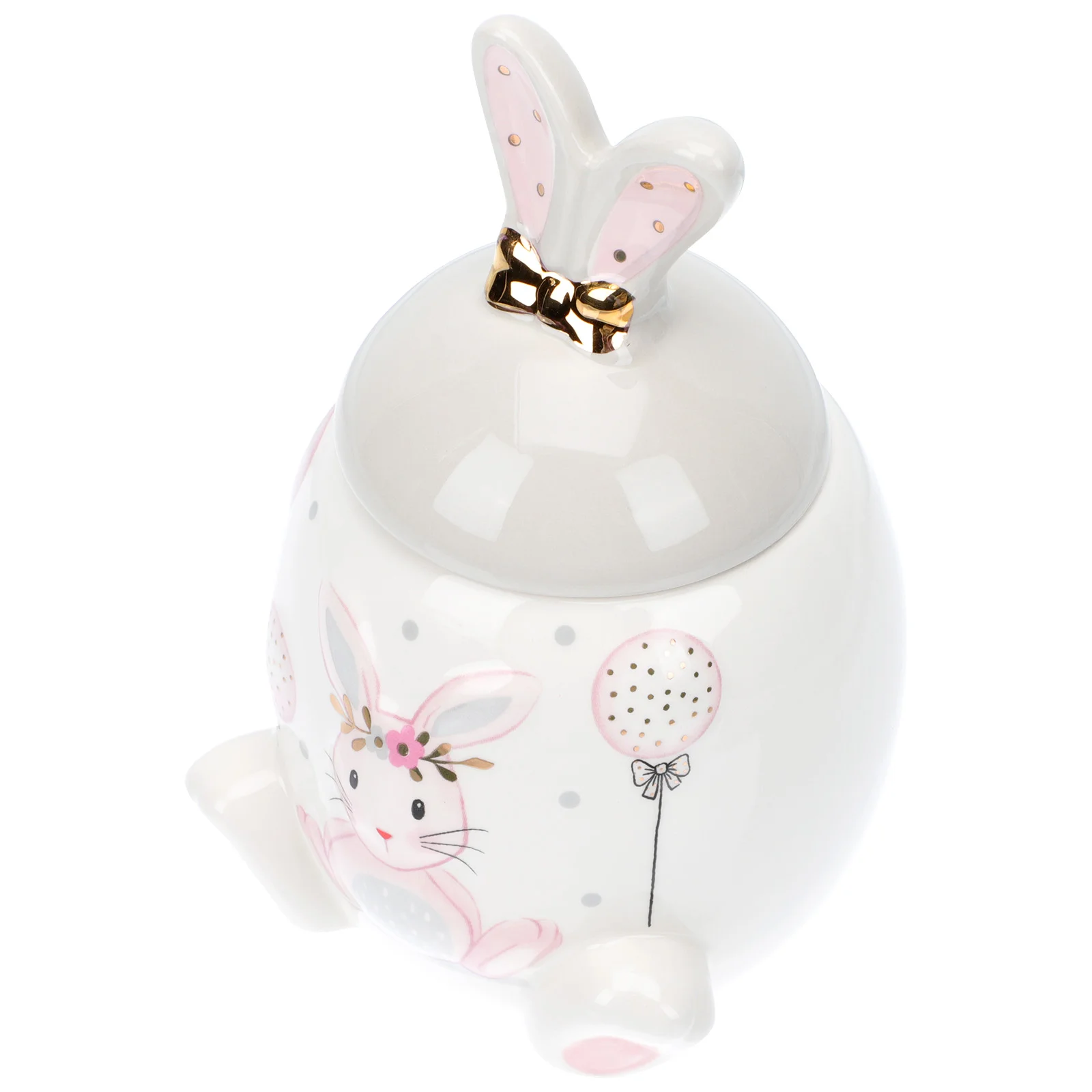 

Easter Storage Jar Snack Container Bunny Cookie Box Bunny Candy Dish Coffee Container Pink Gold Rabbit Jar Tea Pot Candy Bottle