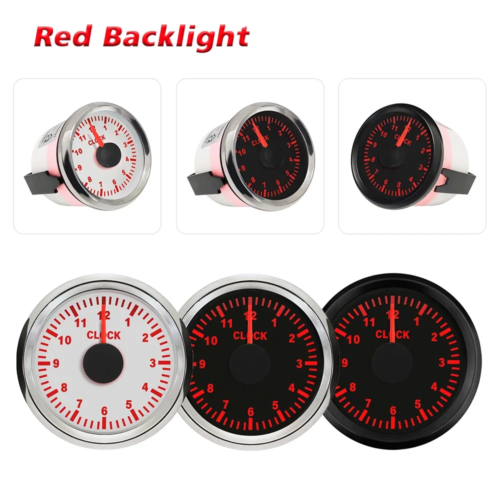 Водонепроницаемые часы 52 мм 12-часовой формат с красной подсветкой 12 В 24 для