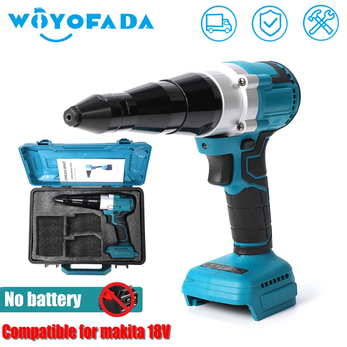 

2.4mm-4.8mm Rivet Nut Gun Brushless Electric Rivet Gun Portable Cordless Rivet Gun With LED Light Nut Riveting Tool For Makita