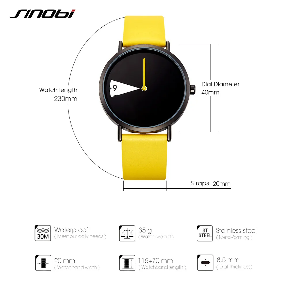 

Hot Women Watch Creative Wristwatch Ladies Sinobi Watch Rotate Yellow Leather Band Wristwatches Clock Montres Femme Reloj Mujer