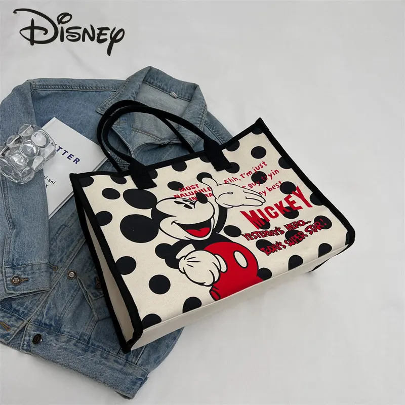 Disney Mickey New Women's Bag Fashion High Quality Handheld Shopping Bag Cartoon Leisure Multi Functional Storage Shoulder Bag