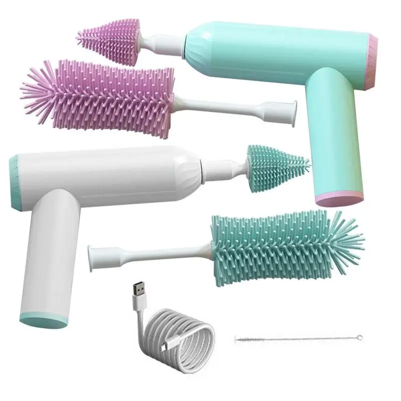 

360 Degree Rotating Bottle Brush Straw Cleaner Brush Electric Baby Pacifier Cleaning Brush For Feeding Bottles Baby Bottles