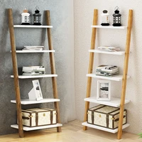 34 layers nordic solid wood book shelves floor brief wood ladder stand wall shelf organizer housewares plates storage rack