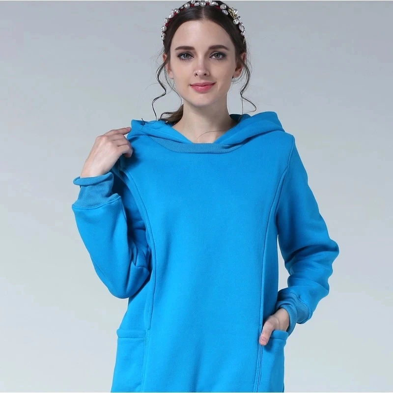 Pregnant Women's Hooded Sweater Winter Warm Fabric Long Sleeve Breastfeeding Bodysuit Breastfeeding Suit