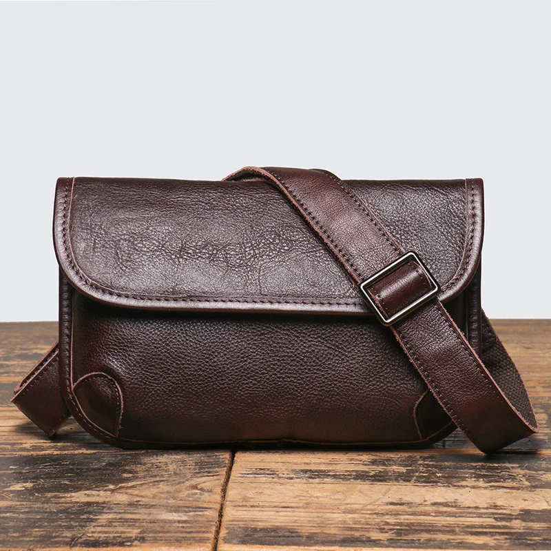 

Retro Casual Man Satchel Bag Vegetable Tanned Leather Daily Carry Clutch Bag Men's Cell Phone Bag Shoulder Bag