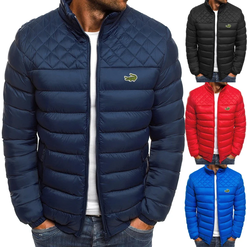 Men's fashion casual hooded thickened printed cotton jacket warm windproof cotton jacket