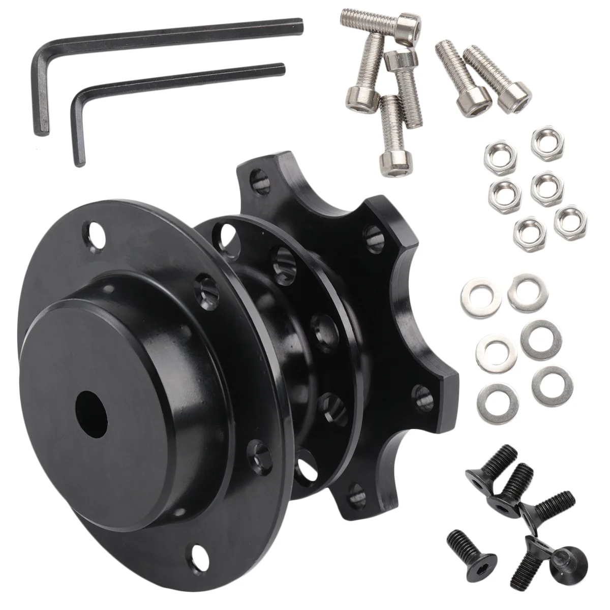 

Steering Wheel Quick Release Device Set, Car Refit Steering Wheel Heighten Adapter Black