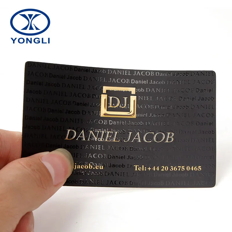 

High Quality Black Gold Silver Foil Card Debossed Visiting Hot Stamping Business Card Printing With Red Edge