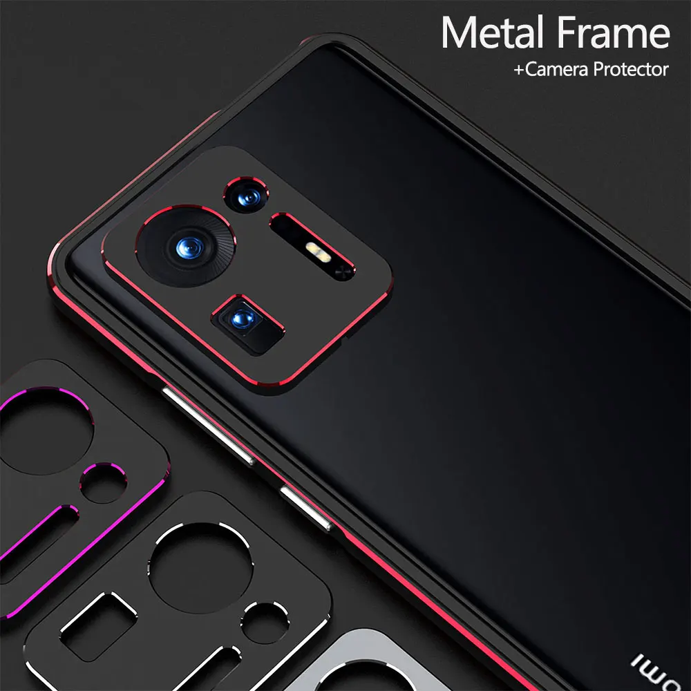 

Skin for Xiaomi Mix 4 Case Mi Aluminum Metal Bumper Frame Ultra thin Slim Protective Phone Cover Cases + Carmera Lens Protector