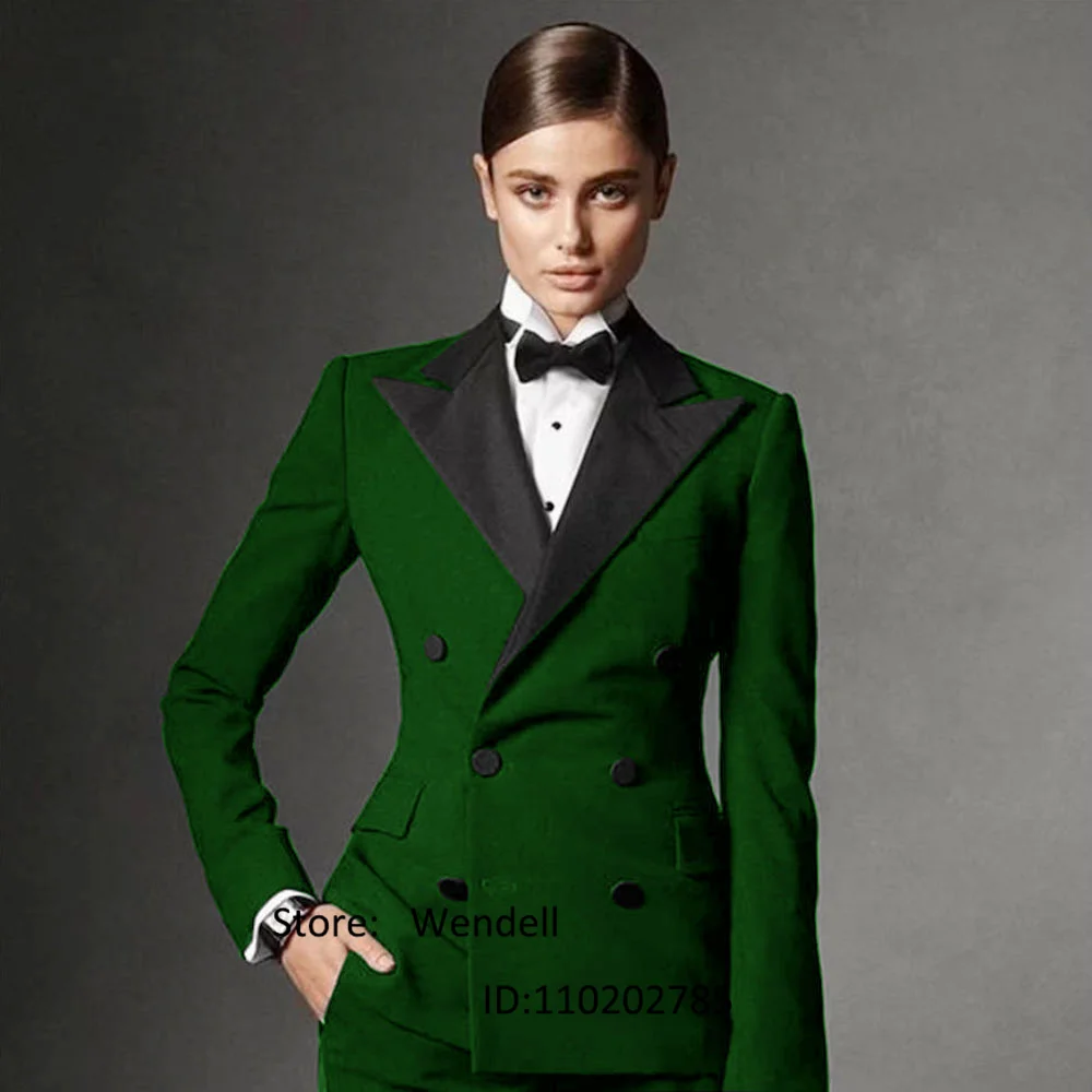 Women's Suit Lapel Collar Double-breasted Dress Luxury Birthday Party Custom 2 Piece Outfit Set Women Pant Suits Trouser Sets