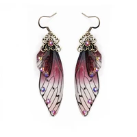 2022 new butterfly wings bride earrings female personality fashion animal ear nails simulation cicada wing earrings