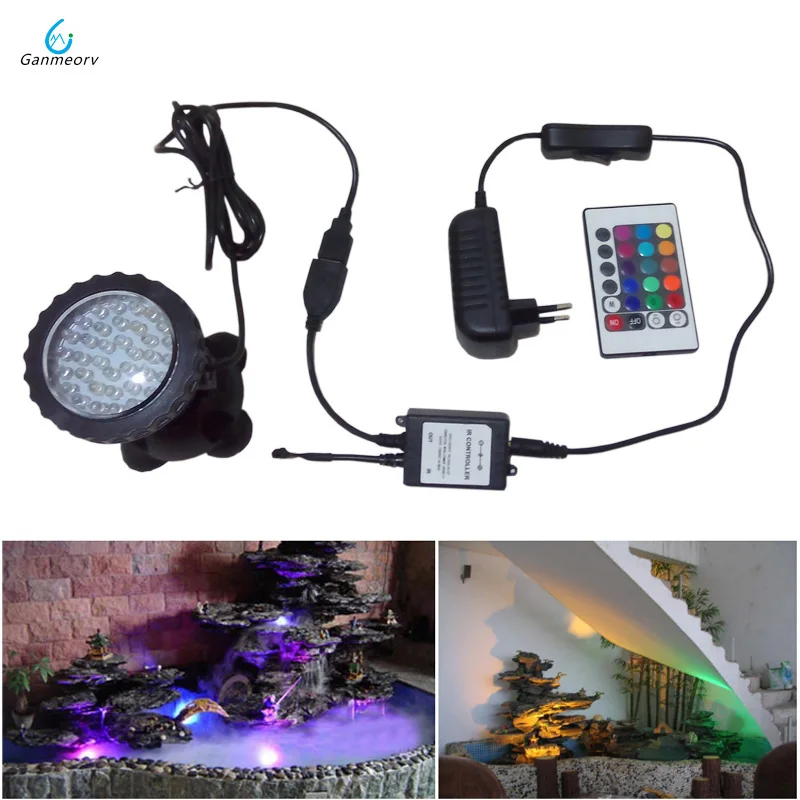 RGB 36 LED Underwater Spot Light Highly Waterproofing IP68 Tank and Aquarium Landscape Lights remote controller  - buy with discount