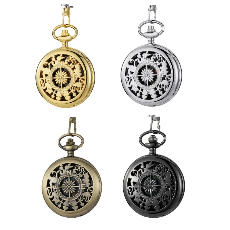 

H58D Retro Hiking Belt Chain Camping Compass Pocket Watch Compass for Hiking Riding