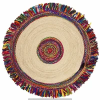 jute pure hand woven natural round 90x90cm indian home decor cotton floor rug rag