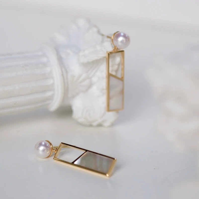 

Женские квадратные серьги с серебряным жемчугом и фритильным дизайном, простые серьги в стиле Ins, подарок на день рождения