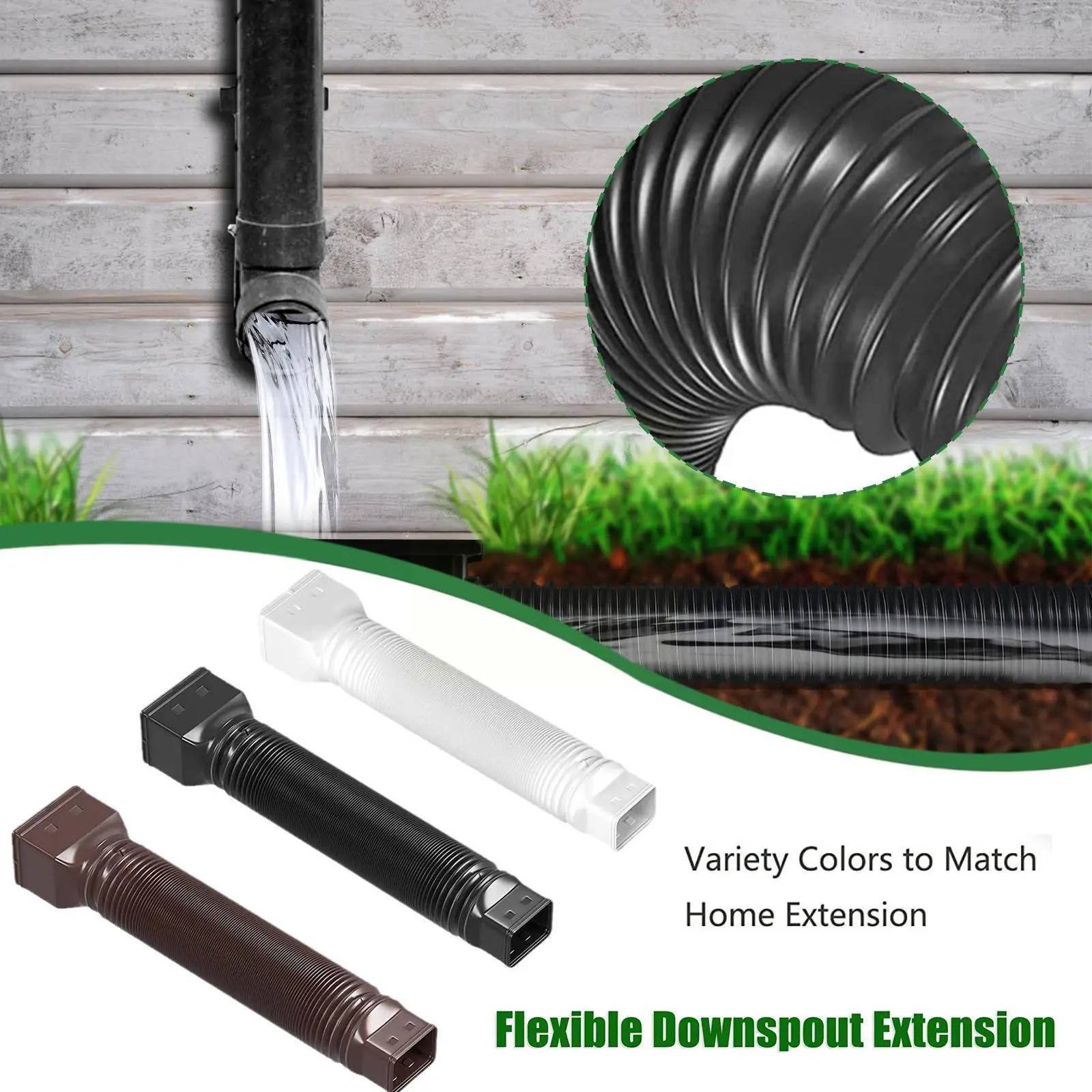 

1pack Rain Gutter Downspout Extension Flexible Extender Extension Rainwater Downspout Telescopic Drain Pipe Drain Conne N4s0