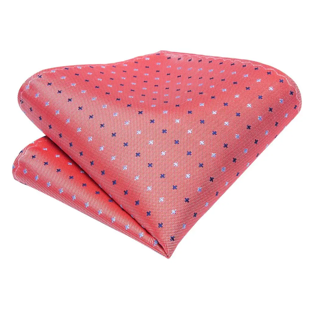 Coral Pink Dot Silk Wedding Tie For Men Handky Cufflink Gift Mens Necktie Fashion Designer Business Party Dropshiping Hi-Tie | Аксессуары