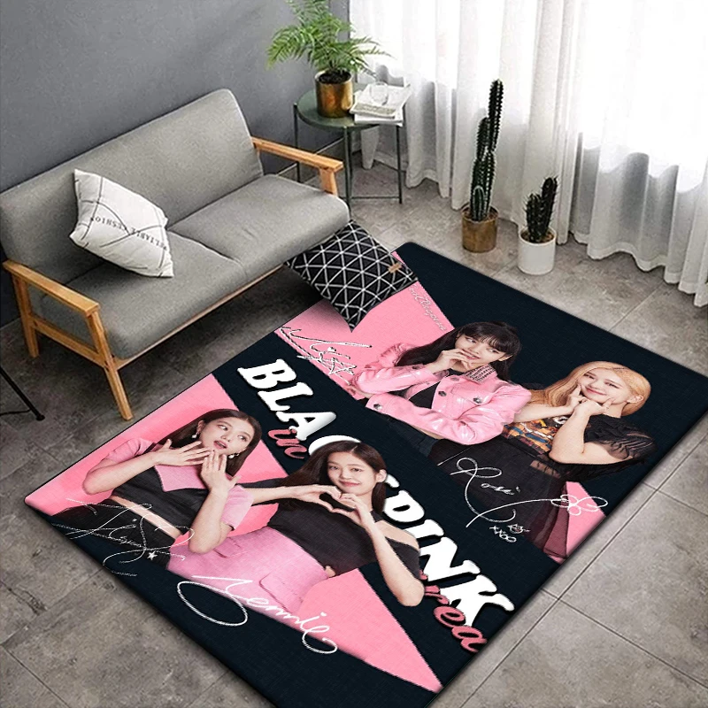 

Beauty Kpop Star Beautiful Painting Carpet for Living Room Large Area Rug Black Soft Carpet Home Decoration Mats Boho Rug Picnic