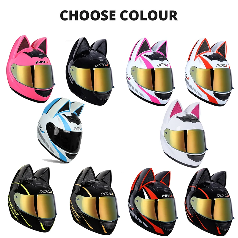 Motorcycle Helmet Moto Cat Ears Streamlined Helmet For Women Men Full Face Breathable Casco Moto Helmets DOT Approved enlarge