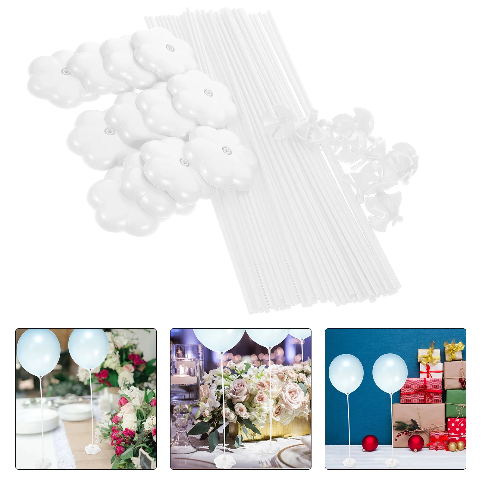 

50 Pcs Balloon Stick Stand Table Centerpiece Stands Sticks Wedding Holder Plastic Base