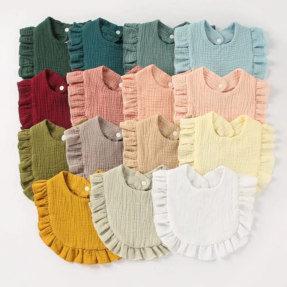 

Baby Bibs Gauze Muslin Baby Kids Bandana Feeding Burp Cloth Soft Pleated Floral Newborn Infant Saliva Towel Girl Accessories
