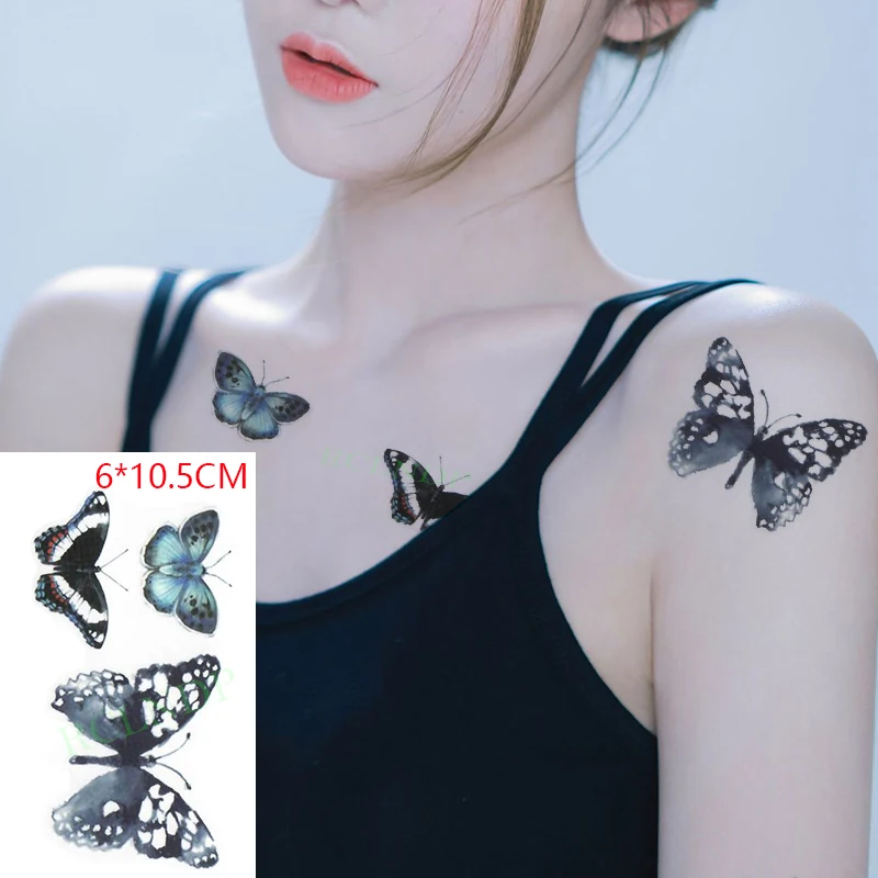 Waterproof Temporary Tattoo Sticker ins butterfly diverse color sexy Flash Tatoo Fake Tatto body Art for Women Men