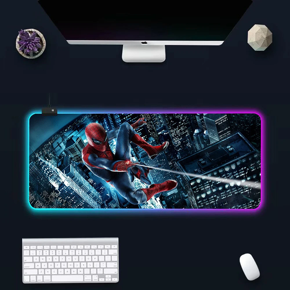 Игровой RGB коврик для мыши и клавиатуры Marvel Человек-паук со светодиодной