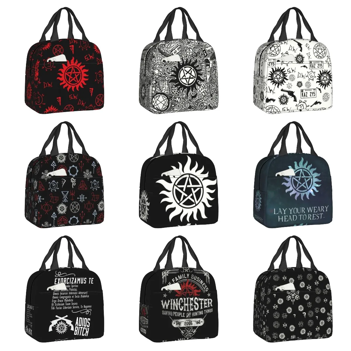 

Сверхнатуральная изолированная сумка для ланча для женщин, герметичный холодильник Sam Dean Winchester, термо-бокс Bento для пляжа, кемпинга, путешест...