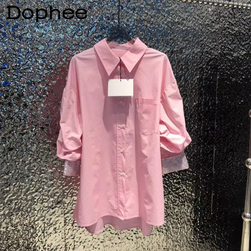 

2023 Spring Summer New Shirt Loose Design Women's Long Sleeve Color All-Match Figure Flattering Graceful Tops Blusas De Mujer