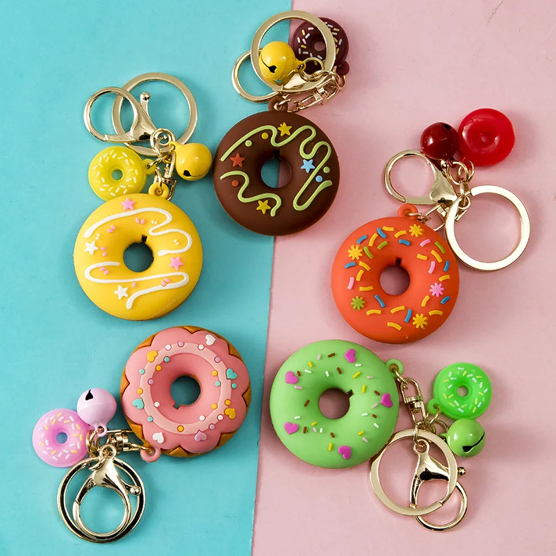 

Colorful Donut Keychain For Girls Cute Chocolate Donut Keychain For Gifts Bag Accessories Cartoon Women Car Keyring Wholesale