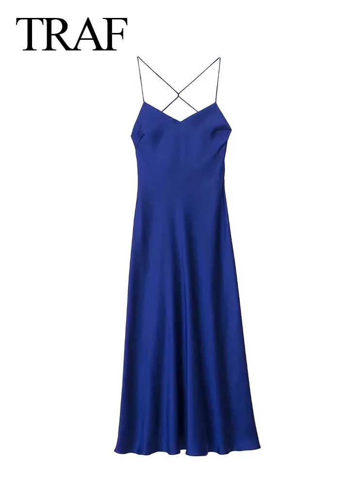 

TRAF ZA 2022 Ladies Sexy Sleeveless Dress Female Sling Low Neck Solid Color Casual Slim Fashion Ladies Party Inner Top Clothing