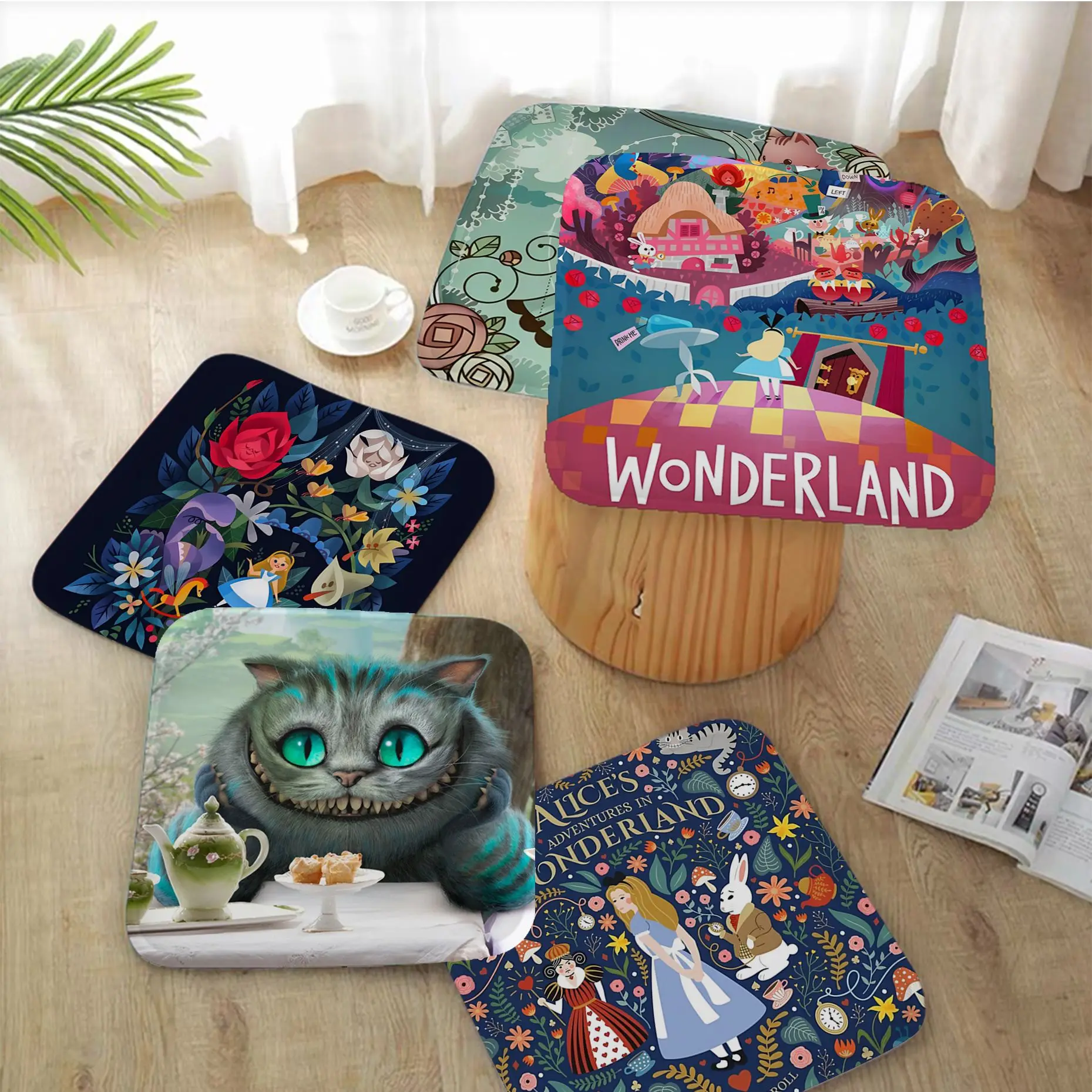 

Disney Alice In Wonderland Creative Seat Cushion Office Dining Stool Pad Sponge Sofa Mat Non-Slip Sofa Cushion